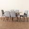 Baxton Studio Tara Mid-Century Modern Light Grey Fabric and Walnut Brown Finished Wood 7-Piece Dining Set 186-11673-11866-Zoro - alternate 2